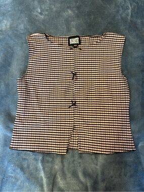 Reclaimed Vintage Pink and Black Gingham Tie-Front Tank